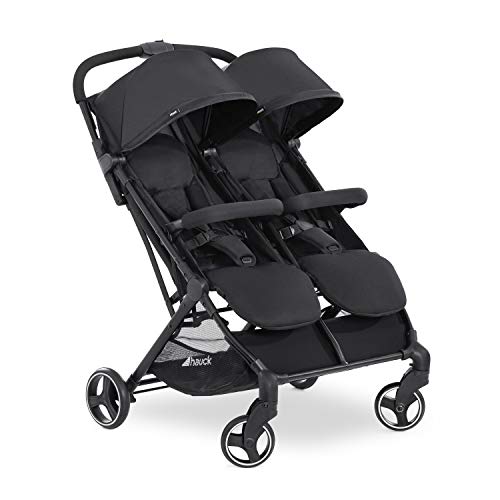 hauck Passeggino Doppio Swift X Duo   Passeggino Gemellare Leggero e Pieghevole con Una Mano, Reclinabile dalla Nascita   Per 2 Bimbi fino a 15 kg ciascuno, Cesto Fino a 3 kg Ciascuno   Nero : Hauck: Amazon.it: Prima infanzia