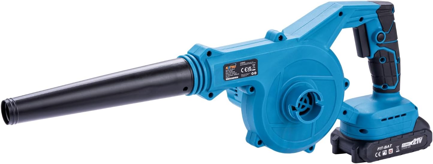 KATSU FIT-BAT 21 V Brushless Battery Blower with 1.5 Ah Battery and Charger, Portable Air Dust Leaves for Garden Lawn Care
