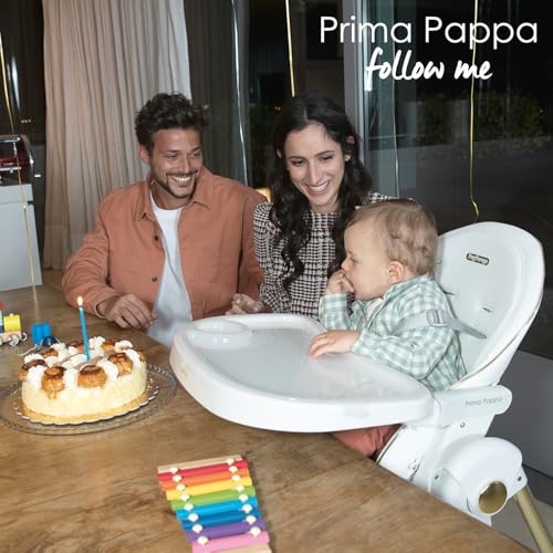 Peg Perego Prima Pappa Follow Me Seggiolone Pappa Neonati Reclinabile, Funzione Sdraietta, 4 ruote, Pieghevole e Ultracompatto, per Bambini da 0 a 3 Anni (0 15 kg), Fragola : Prima infanzia