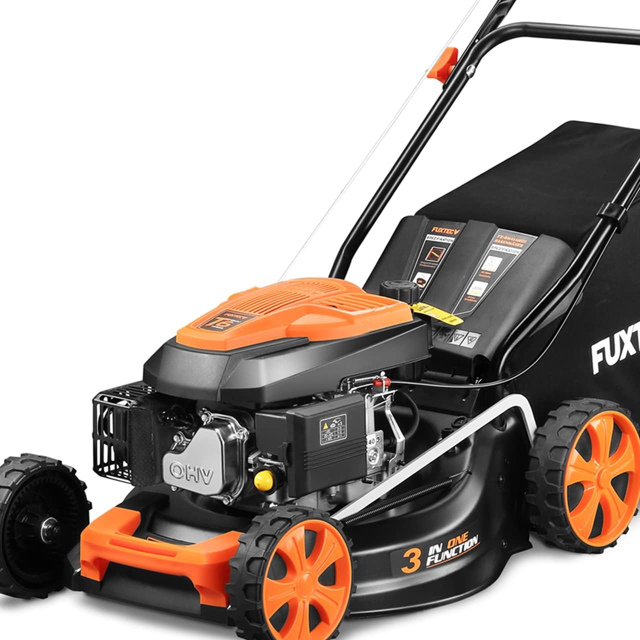 Fuxtec FX-RM4346ECO Petrol Lawn Mower Petrol Petrol Lawnmower 146cc Cutting Width 42 cm – Easy Clean – Grass Catcher Bag 40L