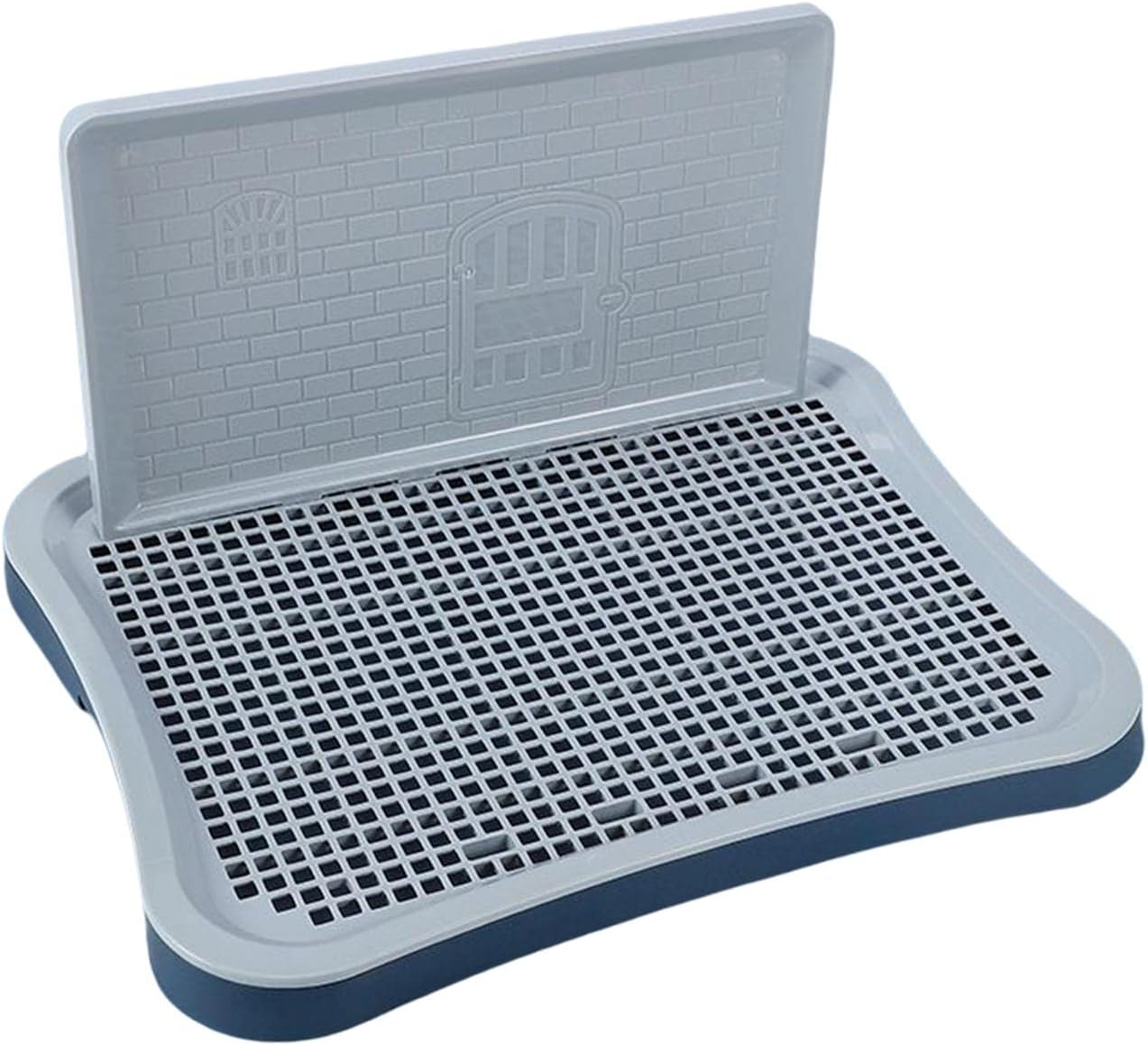 Milageto Lavabile Toilette per Cani Reticolo Orinatoio con Colonna Urinaria Anti Spruzzi Mantieni Pulito Vassoio Toilette Rimovibile per Addestramento Animali, Marina Militare