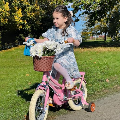 STITCH MANCHI Bicicletta per bambini da 12 pollici con cestino e stabilizzatore, bicicletta per bambine da 3 4 anni, rosa… : Sport e tempo libero