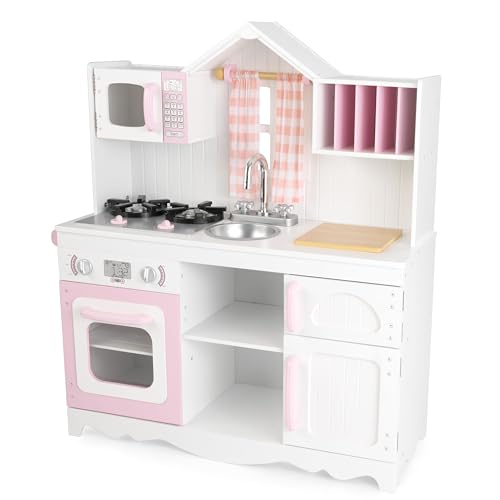KidKraft Cucina Giocattolo in Legno Modern Country per Bambini con Tende vere, Giochi per Bambini 3  anni, 53222, Esclusivo Amazon : Giochi e giocattoli