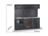 Arredo Beta C45PRO 2.0 AX per officina 2040x645x2000mm con piano di lavoro in acciaio