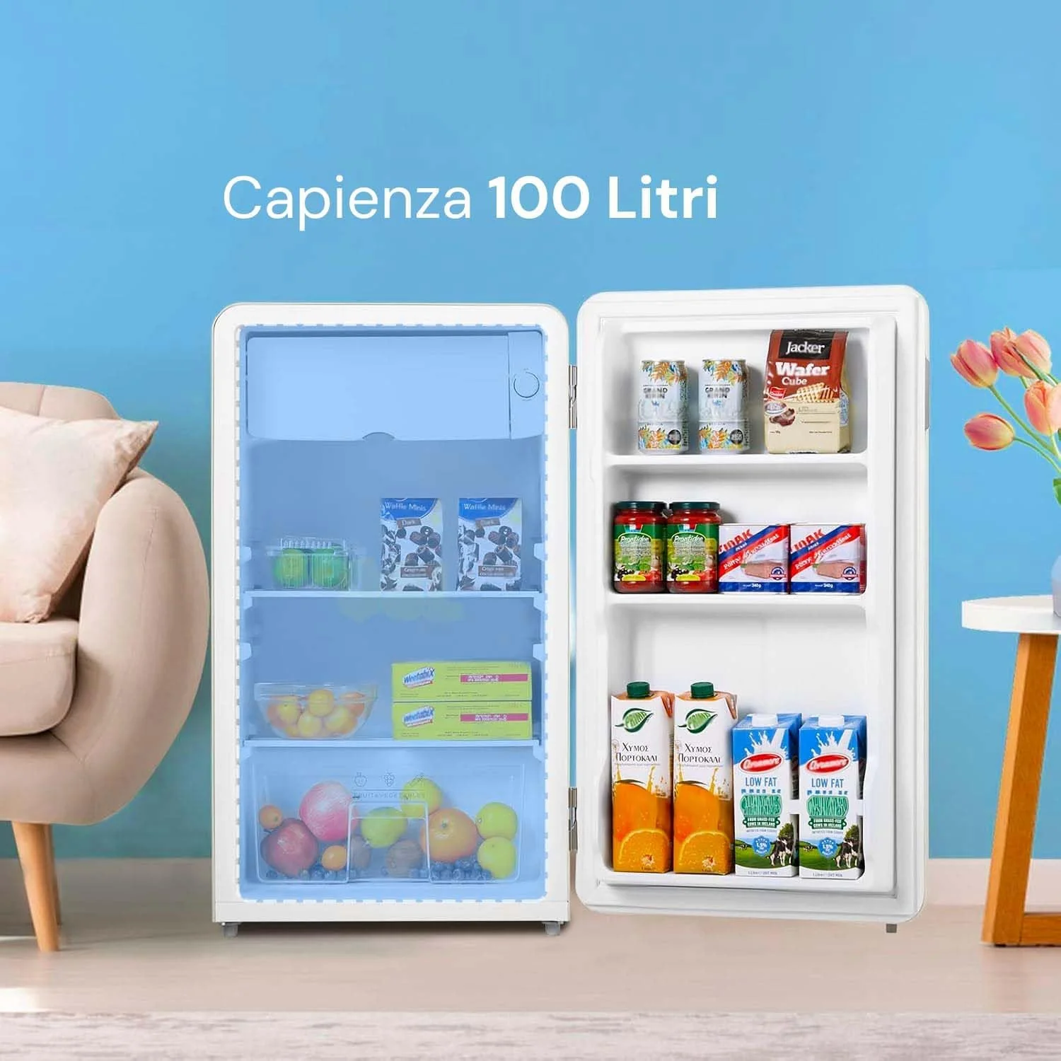 Frigorifero Monoporta Retro 100L Nero – Eleganza Vintage e Praticità Compatta