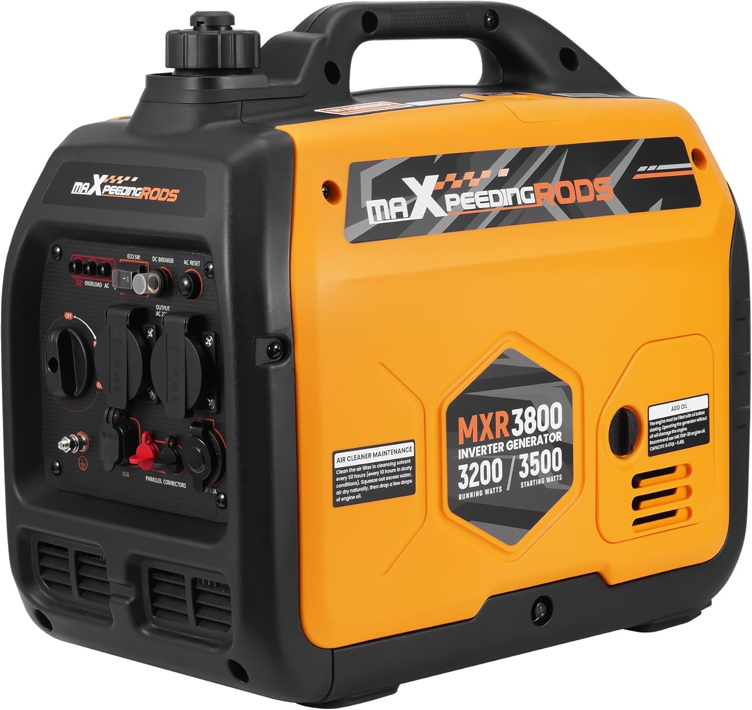 maXpeedingrods 2000W Inverter Power Generator 4 Stroke Petrol Power Generator with USB and 230V Sockets Gigital Display, Compact and Lightweight for Camping, Traveling RV