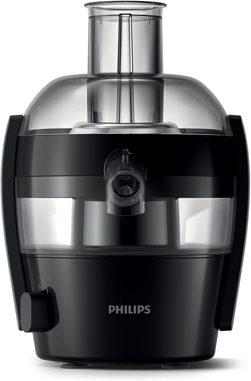 Philips Hr1889/70 Estrattore di Succo Viva Collection Nero Con Lock Cromato, Apertura d'Inserimento Xl da 70 Mm, Design Compatto, Tecnologia Gentle Squeezing