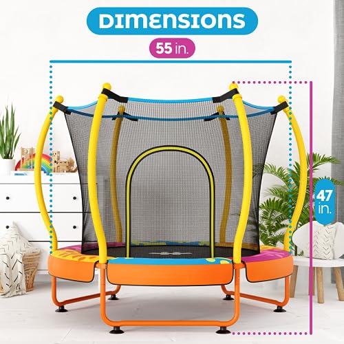 Happin® Trampolino da 140 cm per bambini da 1 a 6 anni, mini trampolino ultra sicuro per bambini, con rete di sicurezza, regalo per compleanno con canestro da basket : Amazon.it: Sport e tempo libero
