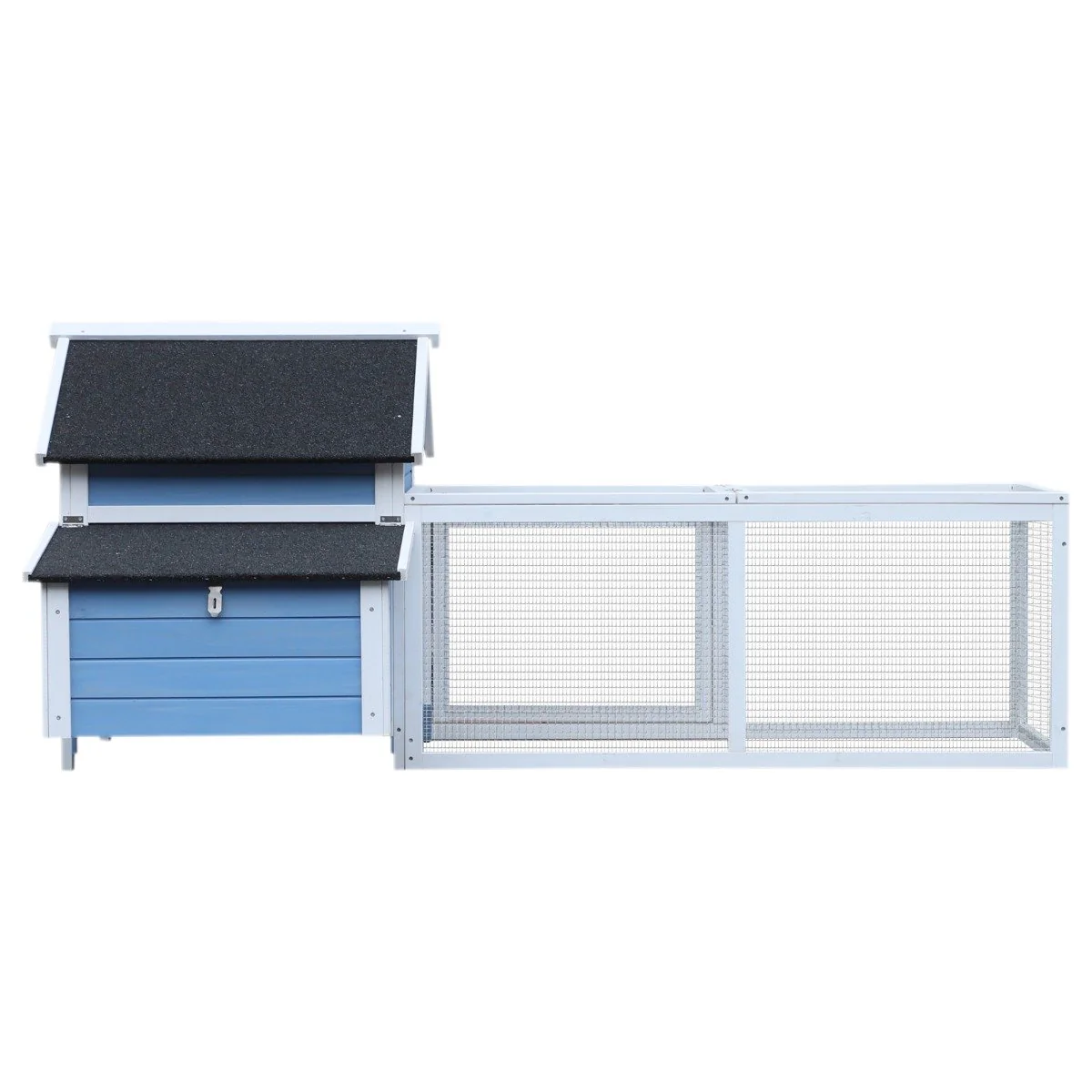 Easycomfort Gabbia per Galline Ovaiole con Zona Corsa e Vassoio di Nidificazione Rimovibile, Pollaio da Giardino in Legno con Tetto Impermeabile, 180x91x79 cm