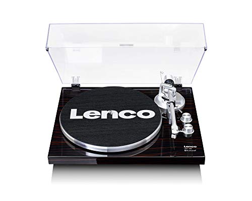 Lenco Giradischi LBT 188   Bluetooth   Trasmissione a cinghia   2 velocità 33 e 45 giri   Anti Skating   Digitalizza vinile in MP3   Marrone scuro, LBT 188 WA, Noce : Elettronica