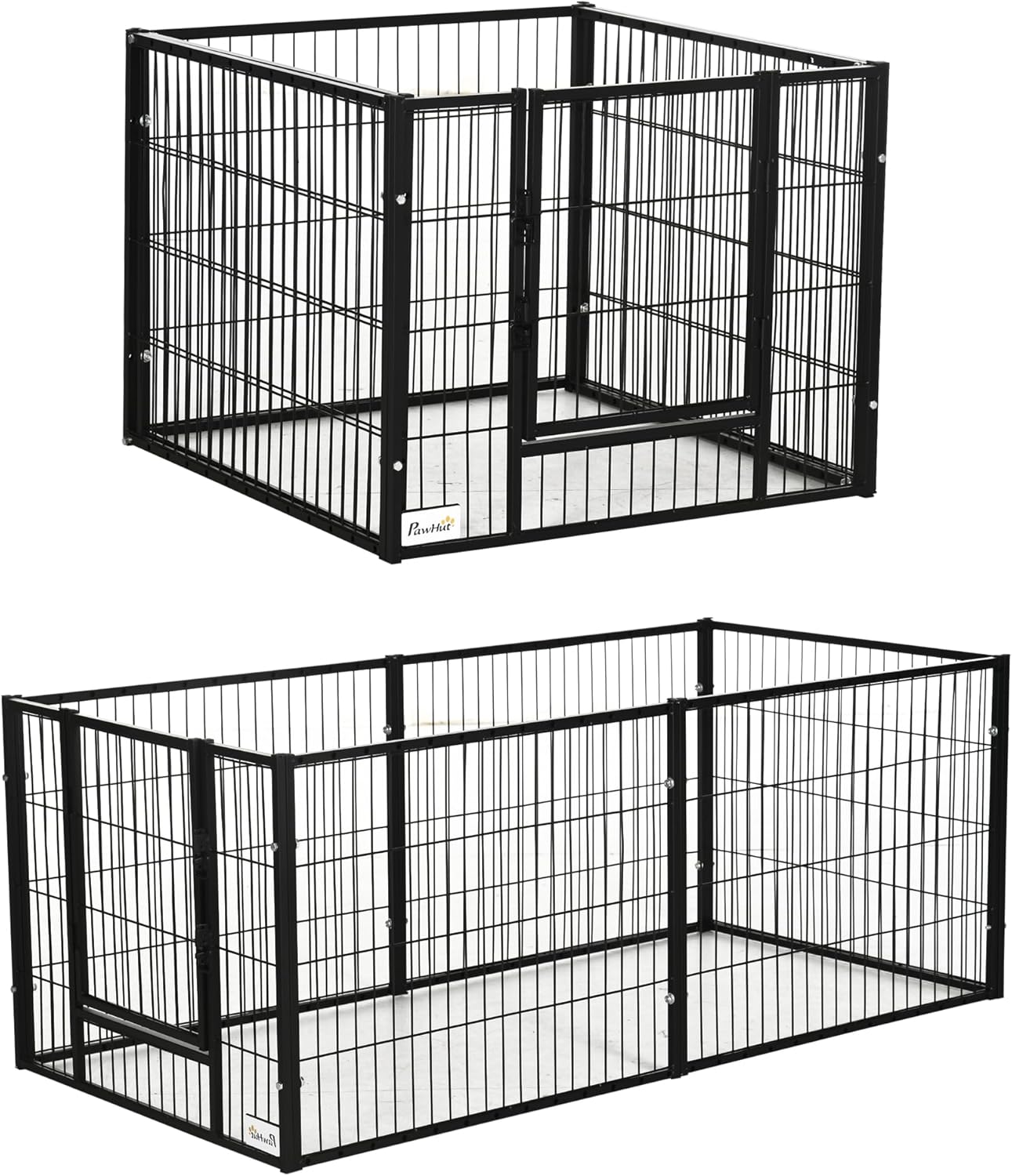PawHut Recinto per Animali con 6 pannelli per Esterni e Interni, Lunghezza regolabile 82.5-150x79x61cm, Metallo