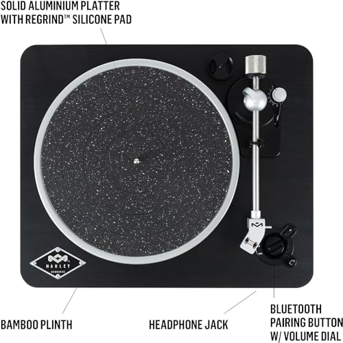 House of Marley Stir It Up Wireless Giradischi Bluetooth   Lettore Vinile 2 Velocità, Materiali Sostenibili, Giradischi Vinili Vintage con Preamplificatore Integrato, Cartuccia Audio Technica, Nero : Elettronica