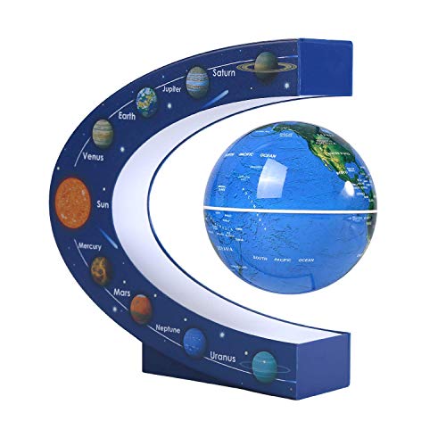 Wowesotica   Globo galleggiante con luci a LED a forma di C, levitazione magnetica, 7,6 cm, per decorazione da scrivania (blu) : Amazon.it: Cancelleria e prodotti per ufficio
