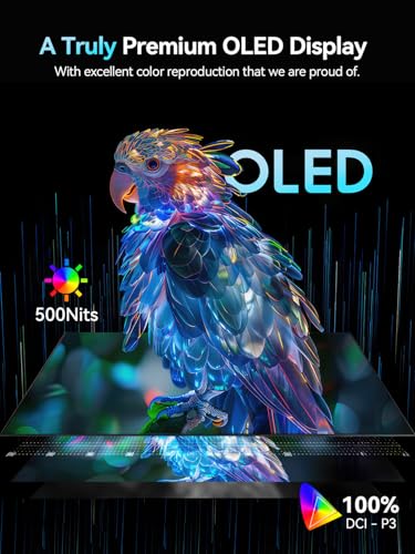 UPERFECT OLED Monitor Portatile TouchScreen, 3K 120Hz 16 Pollici Portable Monitor con 100000:1 500 Nit 2880 * 1800 DCI P3 Schermo Mini HDMI per PC Laptop Cellulare Console di Gioco, Compatibile VESA : Informatica