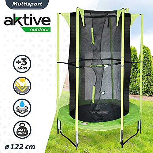 AKTIVE 54086, 54086 Trampolino per Bambini, 122 cm, Diametro Sports Unisex Adulto, Nero/Verde : Sport e tempo libero