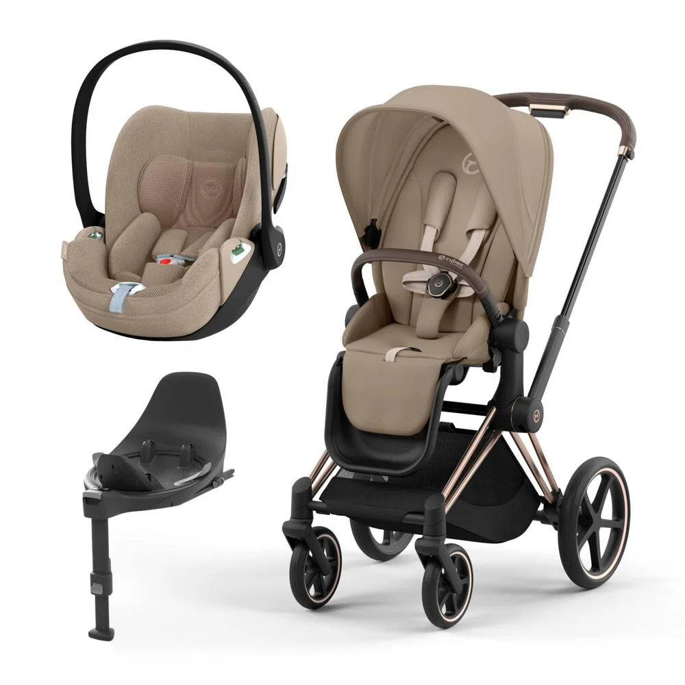 Cybex Priam Rose Gold Cozy Beige + Cloud T Plus Cozy Beige + Base T