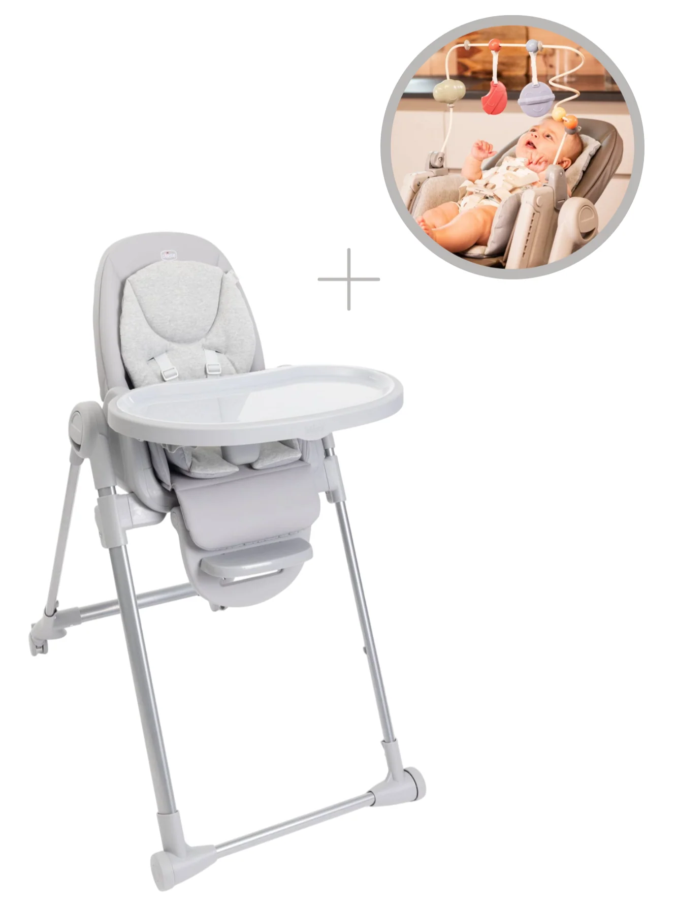 Chicco Cadeira de Papa Polly Armonia Steel + Arco de Brinquedos