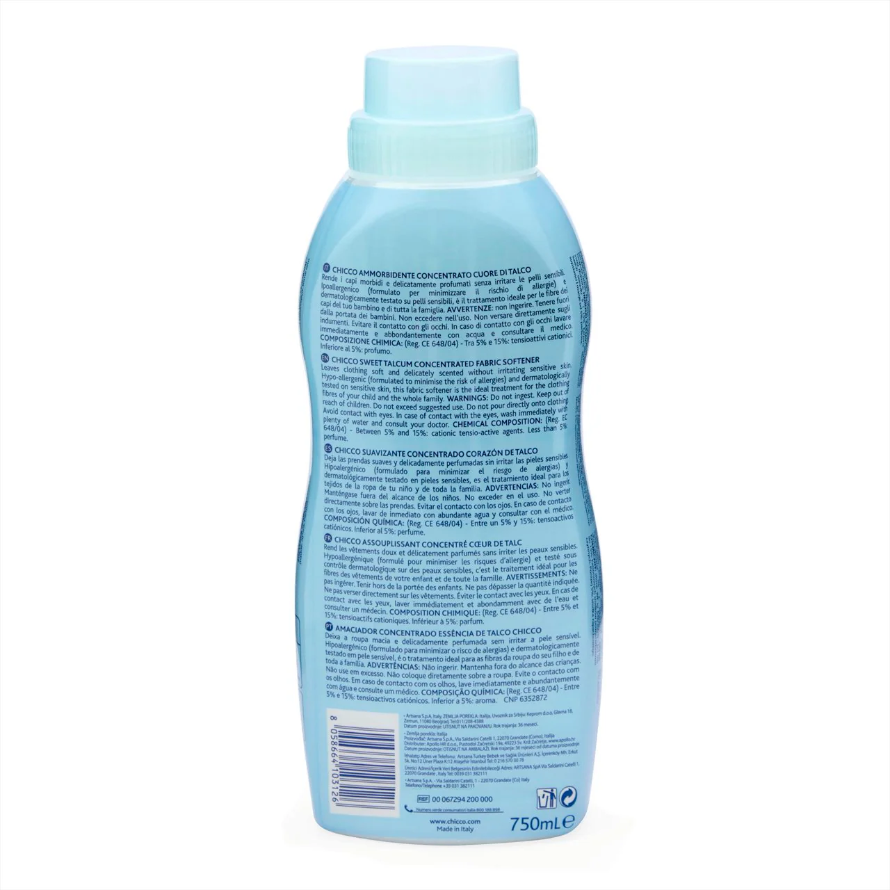 Chicco Amaciador Roupa Sensivel Essência Talco 750ml