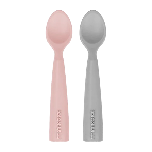 Minikoioi Pack 2 Colheres em Silicone Pinky Pink/Cinza