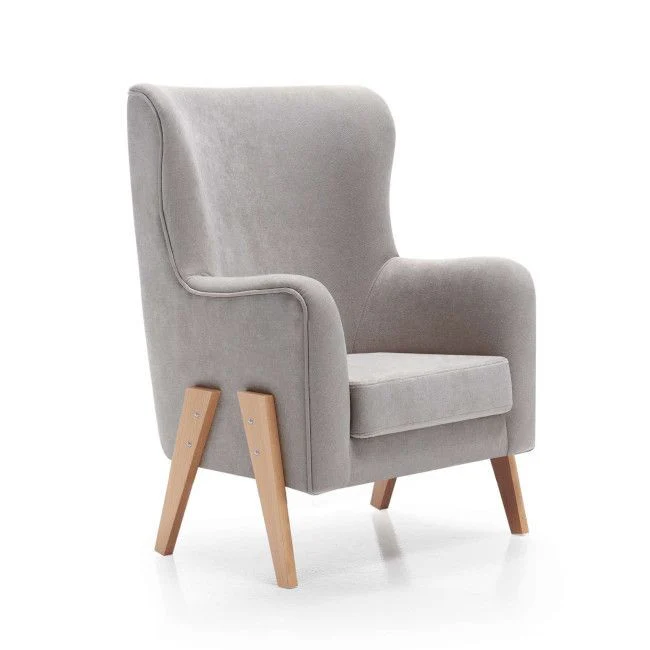 Alondra Poltrona Amamentação Glam Cinza com Pés em Madeira