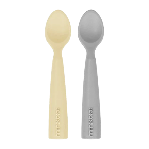 Minikoioi Pack 2 Colheres em Silicone Amarelo/Cinza