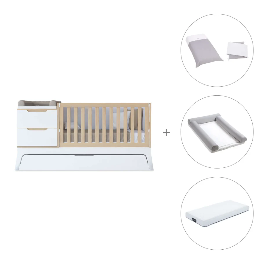 Alondra Convertível ZEN c/ Cama + Têxteis 178 + Colchão