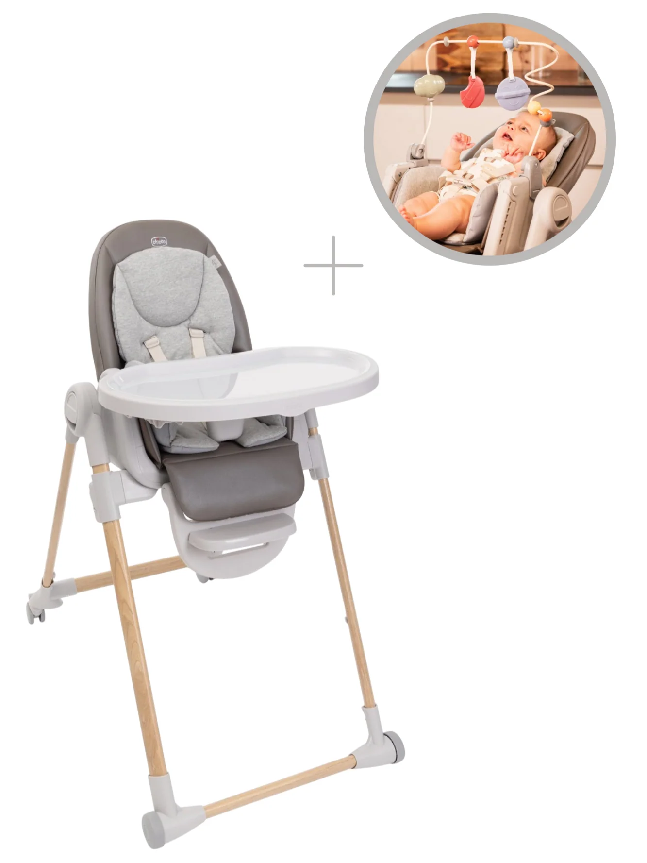 Chicco Cadeira de Papa Polly Armonia Scandinavian + Arco de Brinquedos