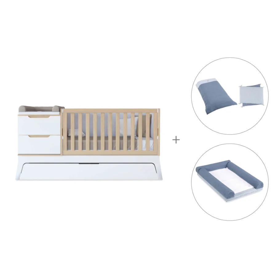 Alondra Convertível ZEN c/ Gaveta + Têxteis 121 Alba Blue