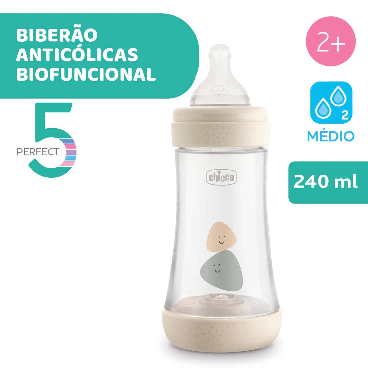 Chicco biberão perfect5 azul 240 ml