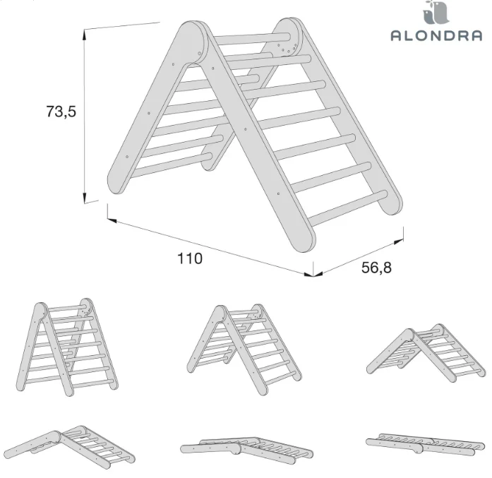 Alondra Triangulo de Aprendizagem Pikler Montessori Branco