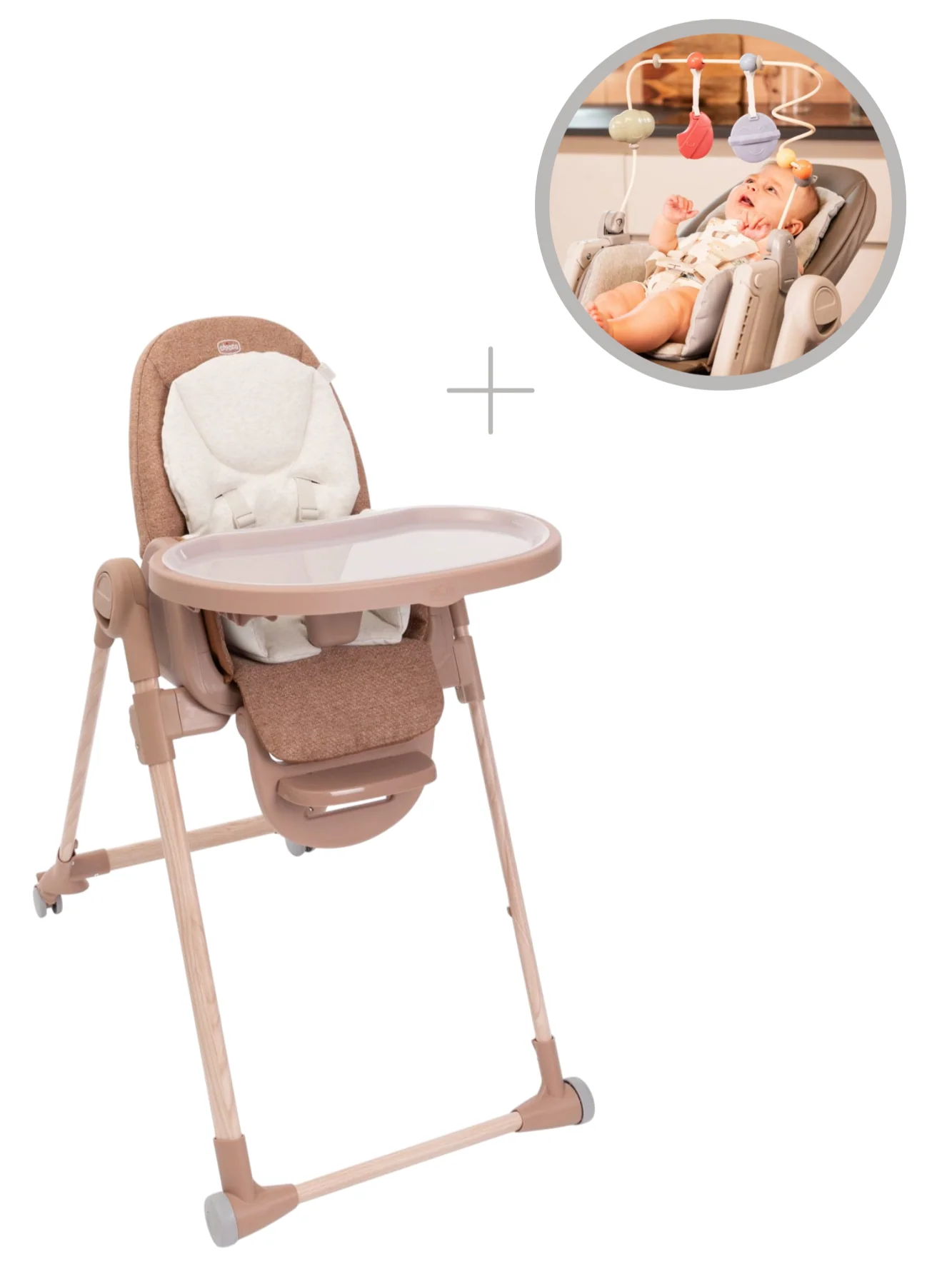 Chicco Cadeira de Papa Polly Armonia Terracota + Arco de Brinquedos