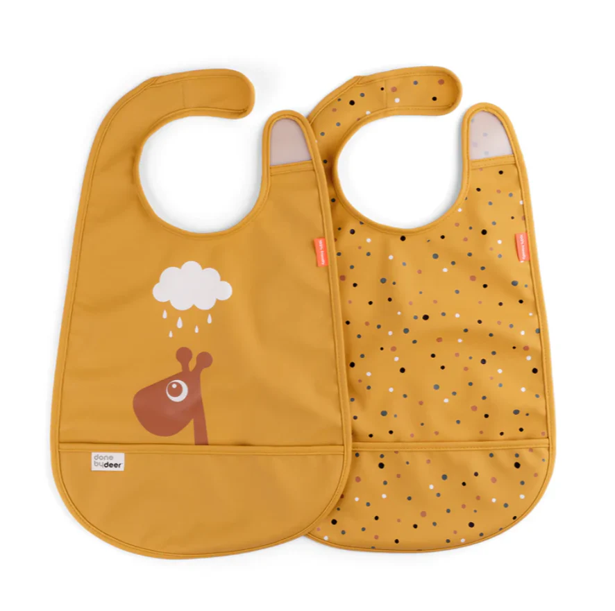 Done By Deer 2 Bib Velcro Raffi Mustard