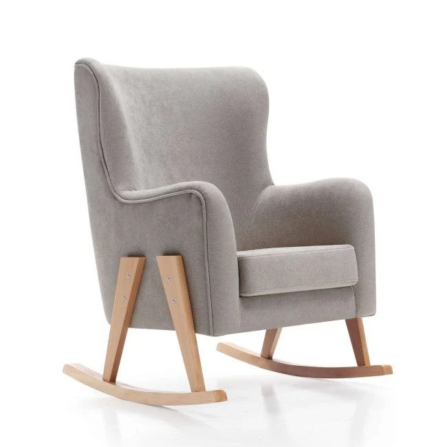 Alondra Poltrona Amamentação Glam Cinza com Pés em Madeira