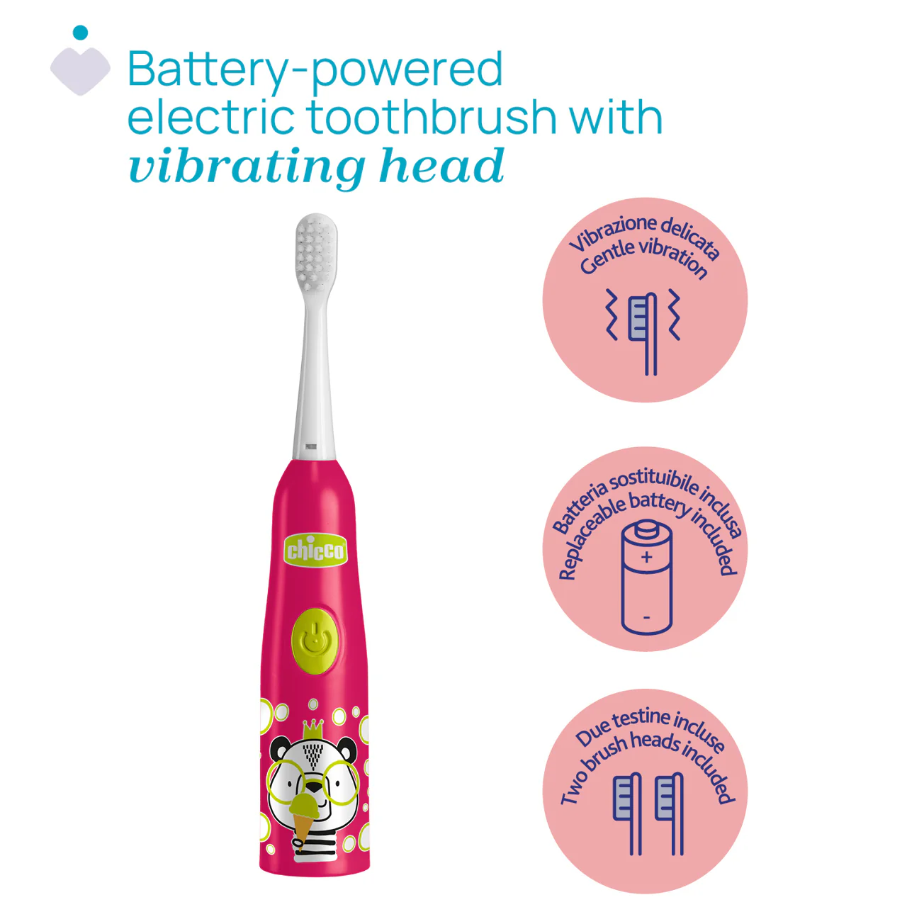 Chicco Escova Electrica Panda Rosa 3 Anos+