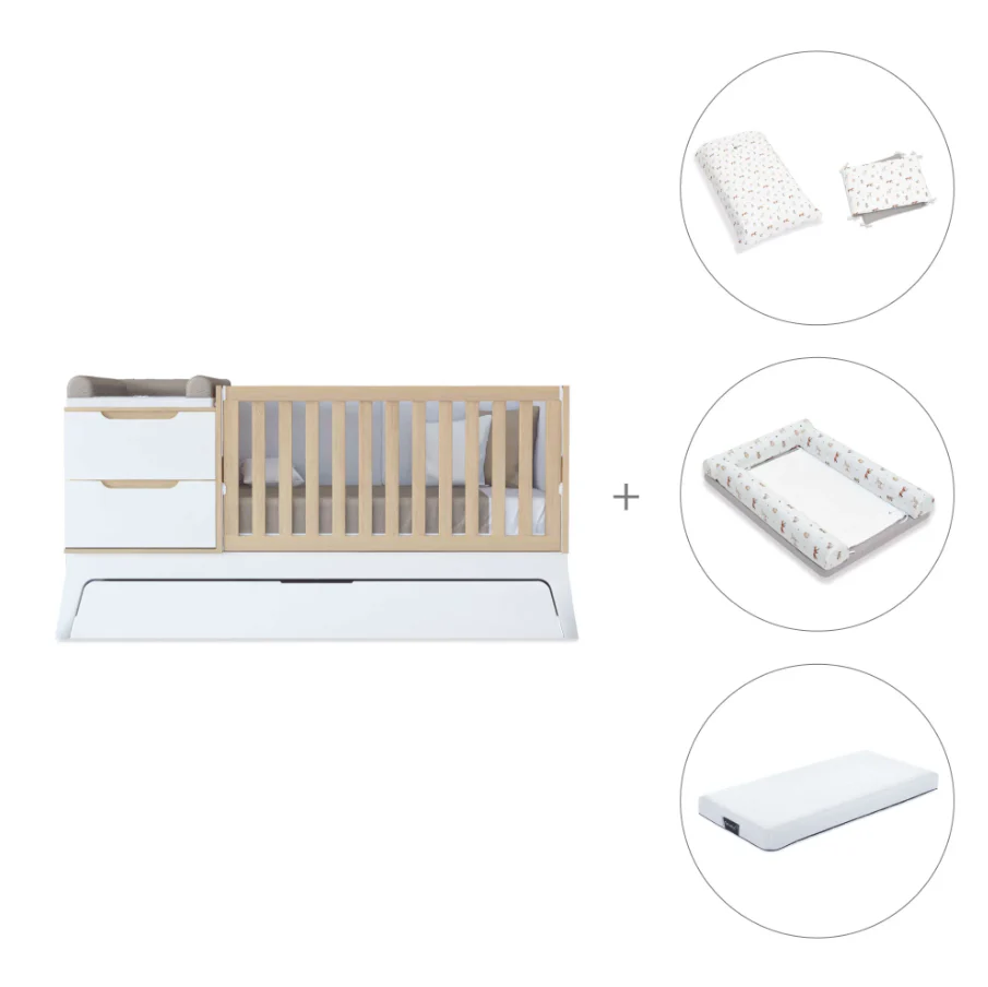 Alondra Convertível ZEN c/ Gaveta + Têxteis 148 + Colchão