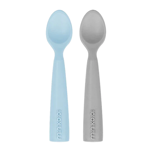 Minikoioi Pack 2 Colheres em Silicone Mineral Blue/Cinza