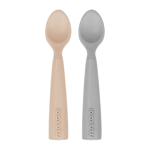 Minikoioi Pack 2 Colheres em Silicone Bubble Beige/Cinza