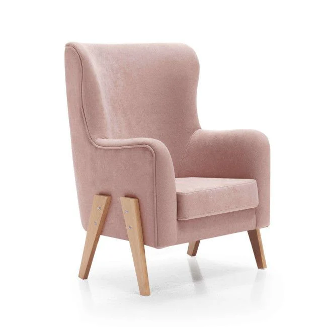 Alondra Poltrona Amamentação Glam Rosa com Pés em Madeira