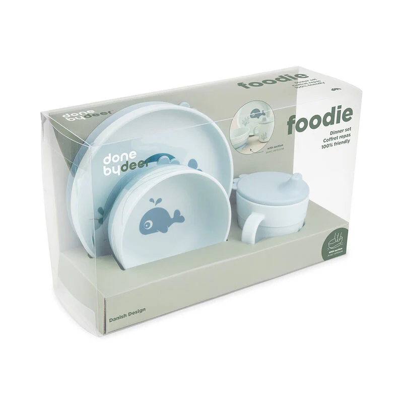 Done by Deer Conjunto Foodie Dinner Set Wally Blue