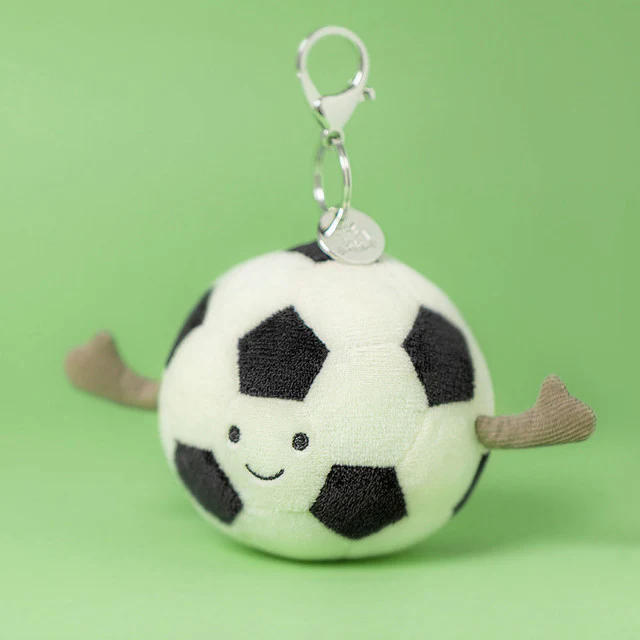 Jellycat Amuseables Sports Football Bag Charm Black & White