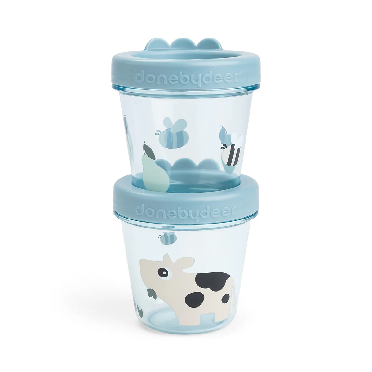 Done by Deer Baby Food Container 2Pack Tiny Farm Blue