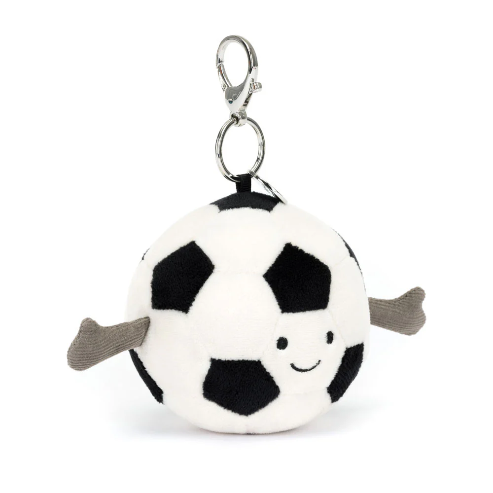 Jellycat Amuseables Sports Football Bag Charm Black & White