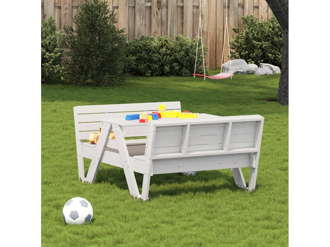 Mesa De Piquenique P/ Crianças 88x122x58 Cm Pinho Maciço Branco Lovely Home