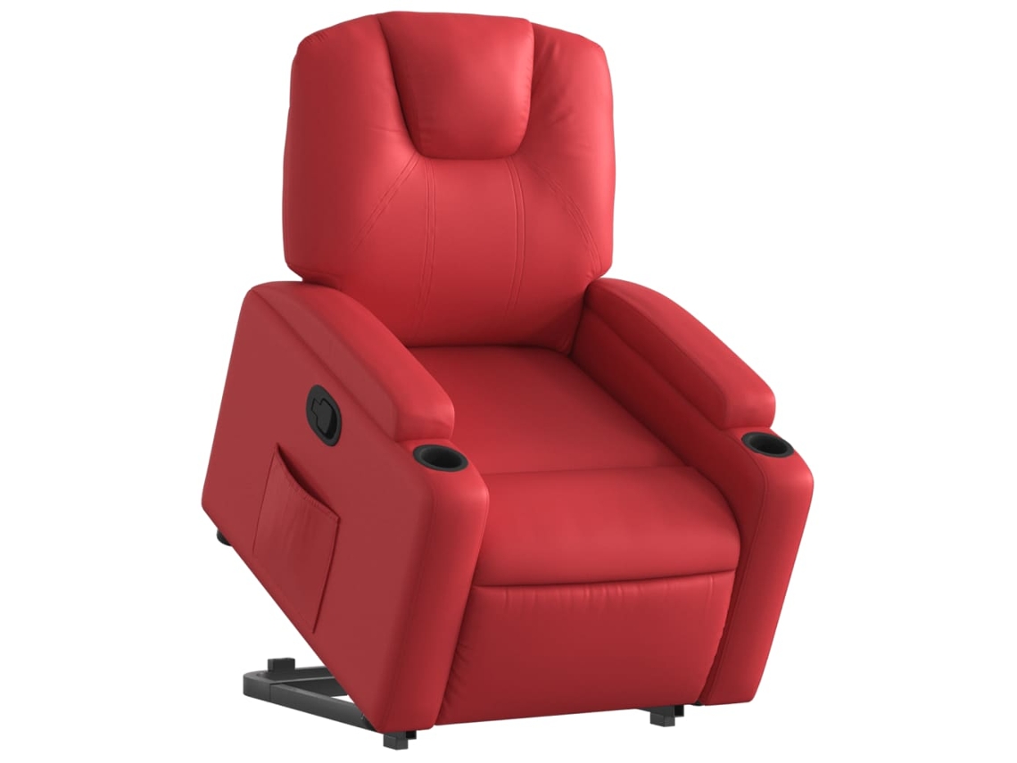 Poltrona reclinável elevatória couro artificial vermelho