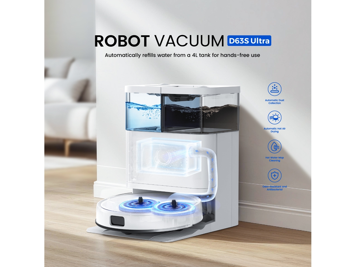 Aspirador Robô Teendow D63s Ultra 10000pa Sucção Lavagem Automática E Secagem Da Esfregadora
