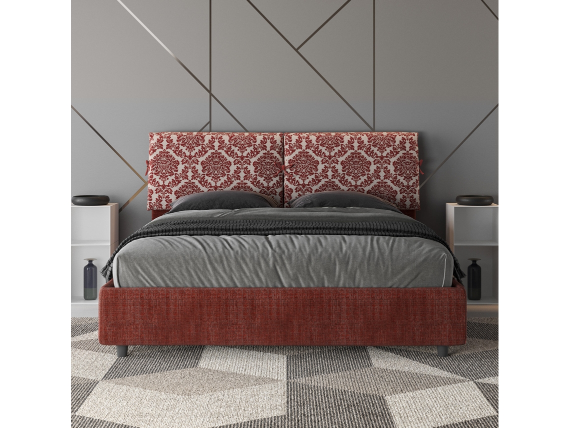 Cama de Casal Queen Size Sem Estrado Estofada MadosITYHOME (160 x 190 cm - Painéis de Melamina e tecido)