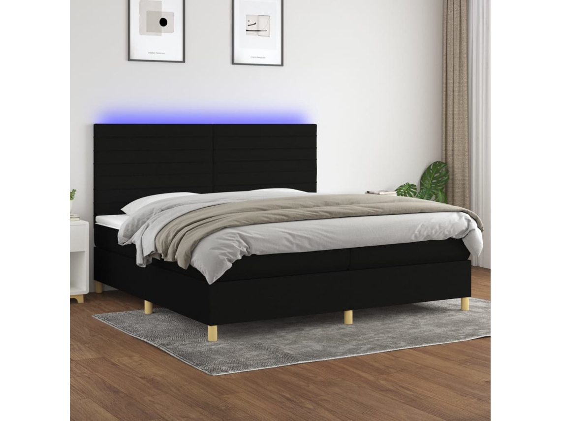 Cama box spring VIDAXL Preto Tecido (200x200 cm)