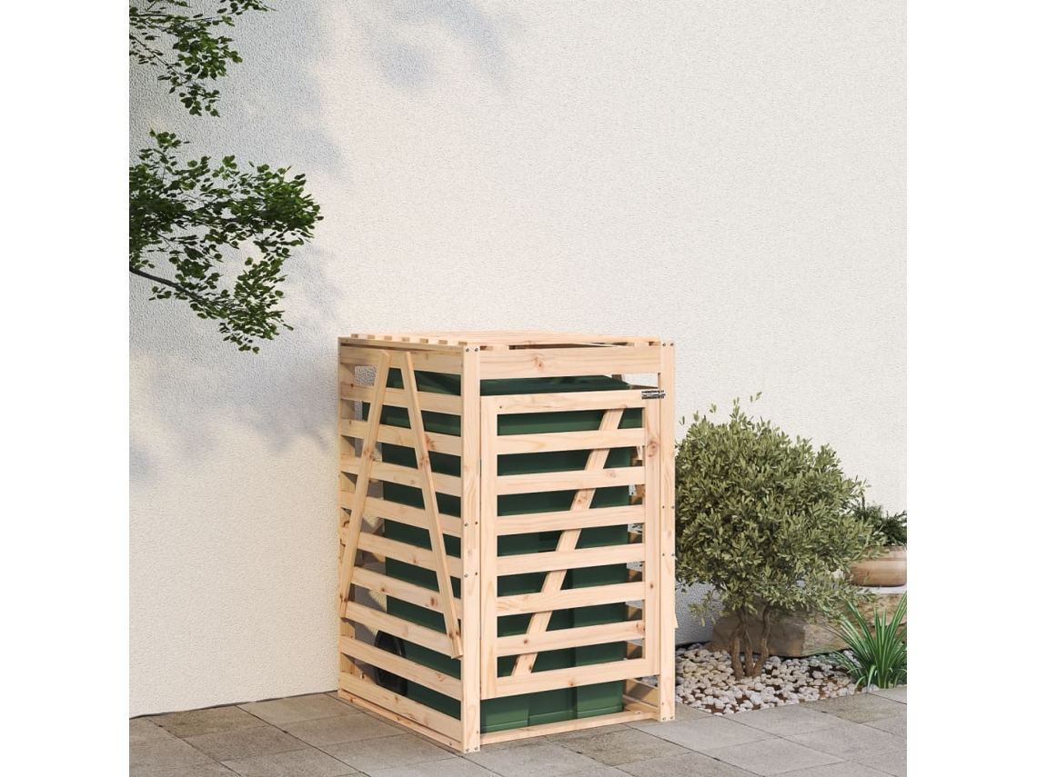Abrigo para caixote do lixo VIDAXL Marrom Madeira de pinho (84x90x128,5 cm)