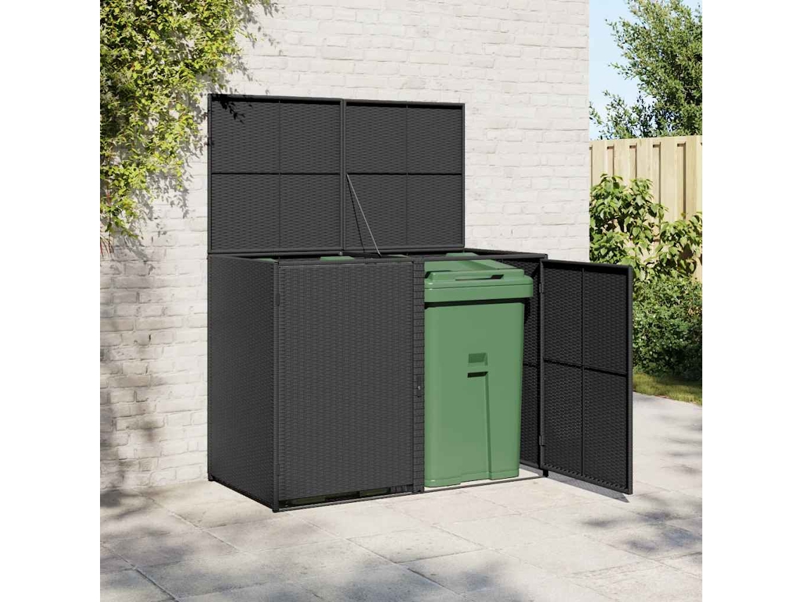 Baú de Armazenamento VIDAXL Black Rattan e Vime (148x80x111 cm)