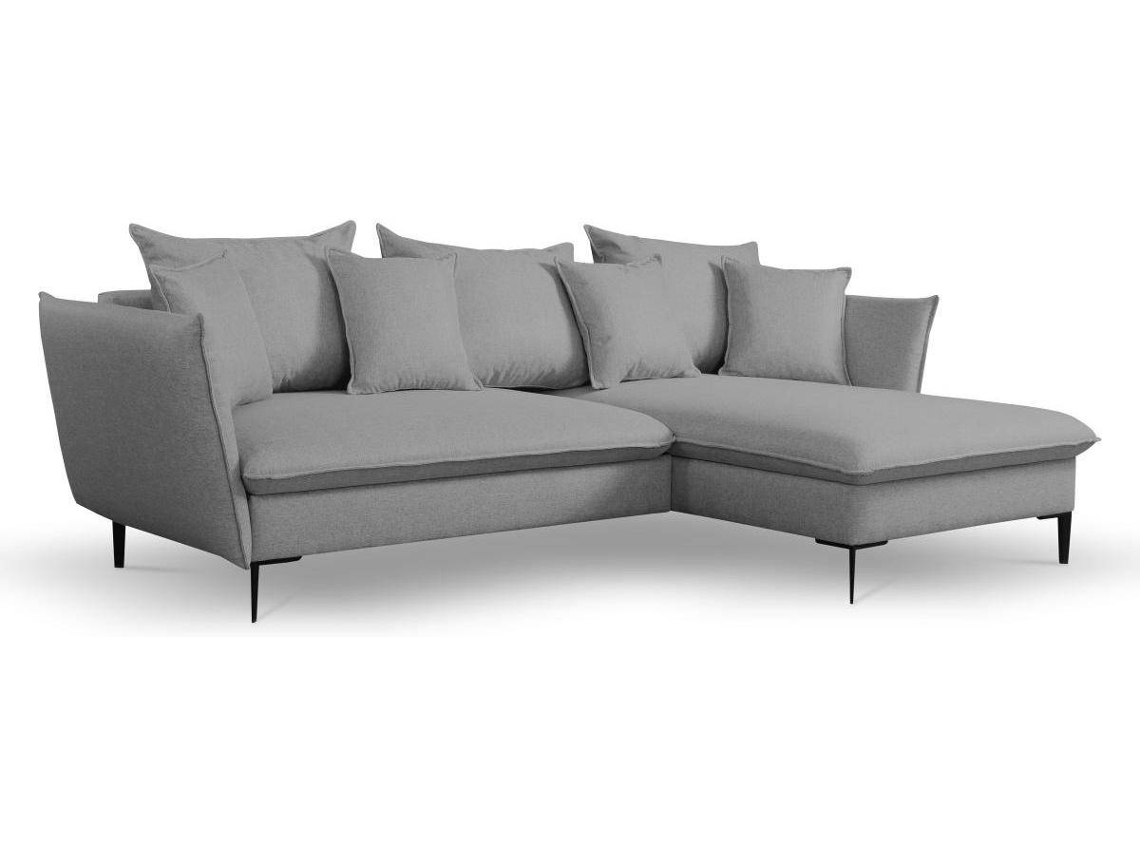 Sofá Cama Lazare PASCAL MORABITO (Cinzento - Tecido e Veludo - 258x167x91 cm/Dimensões da cama: 120 – 139 cm)